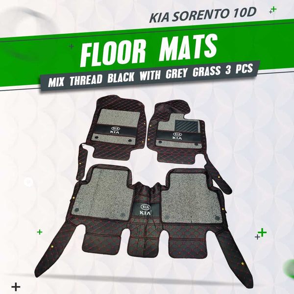 KIA Sorento 10D Floor Mats - Mix Thread 3 Pcs 2021-2024