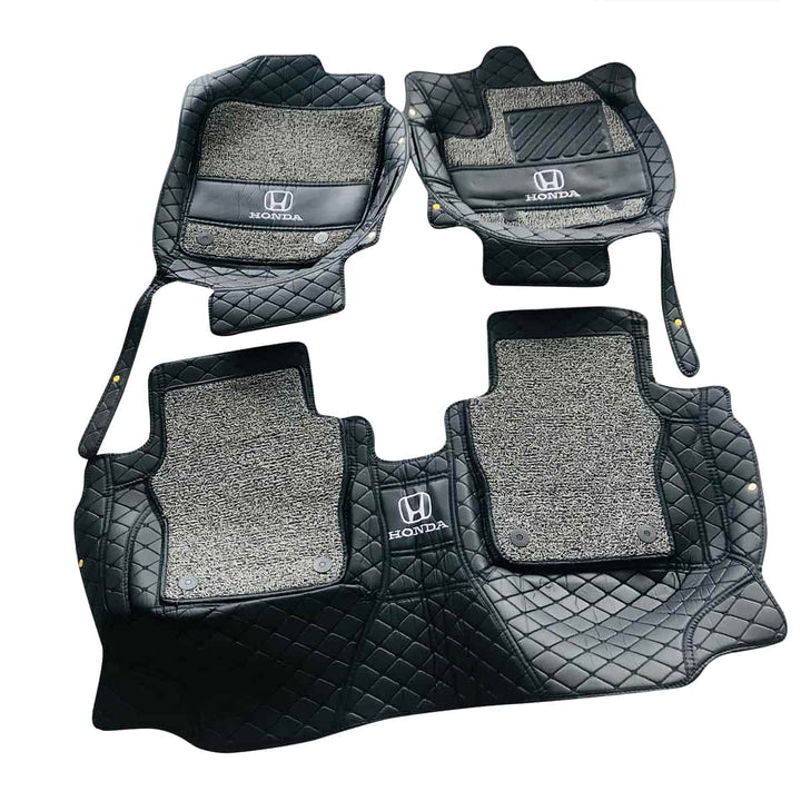 Honda City 10D Floor Mats - Mix Thread Black With Grey Grass - 3 Pcs Set - Model 2022-2025