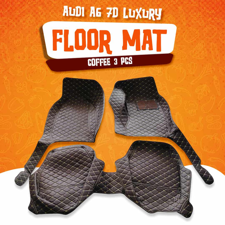 Audi A6 7D Luxury Floor Mats Coffee 3 Pcs - Model 2011-2018