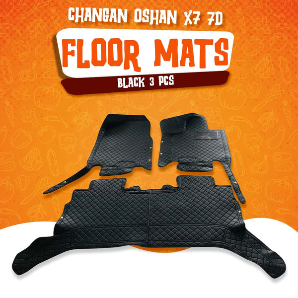 Changan Oshan X7 7D Floor Mats - Black - 3 Pcs - Model 2022-2025