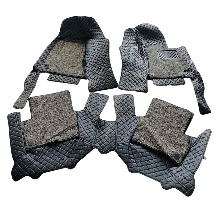 Mercedes Benz E-Class 9D Floor Mats Mix Thread Black With Grey Grass 3 Pcs - Model 2016-2018