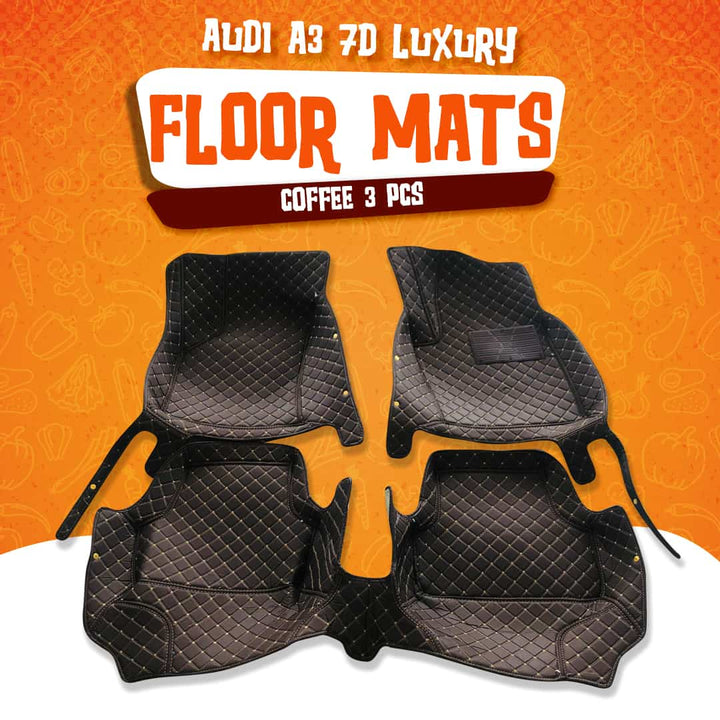 Audi A3 7D Luxury Floor Mats Coffee 3 Pcs - Model 2012-2018