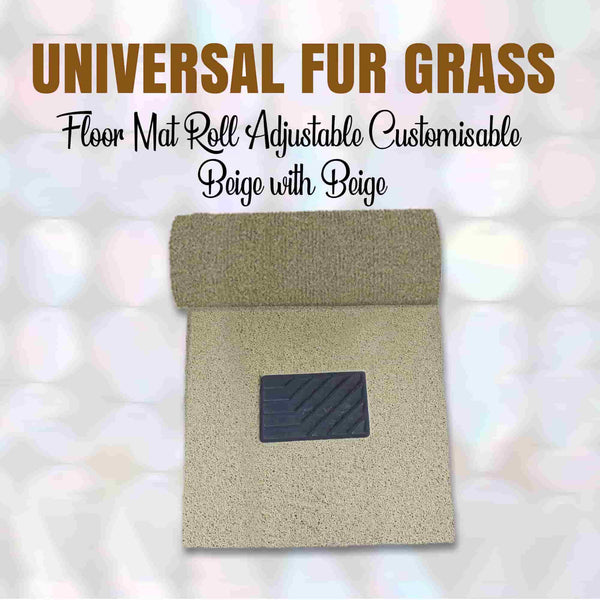 Universal Fur Grass Floor Mat Roll Adjustable Customisable Beige with Beige