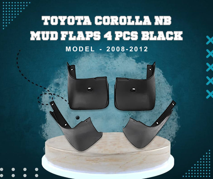 Toyota Corolla NB Mud Flaps 4 Pcs Black Model - 2008-2012