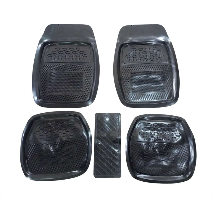 Universal Silicone Floor Mats Black 5 Pcs Mix Design (050) - Design H 