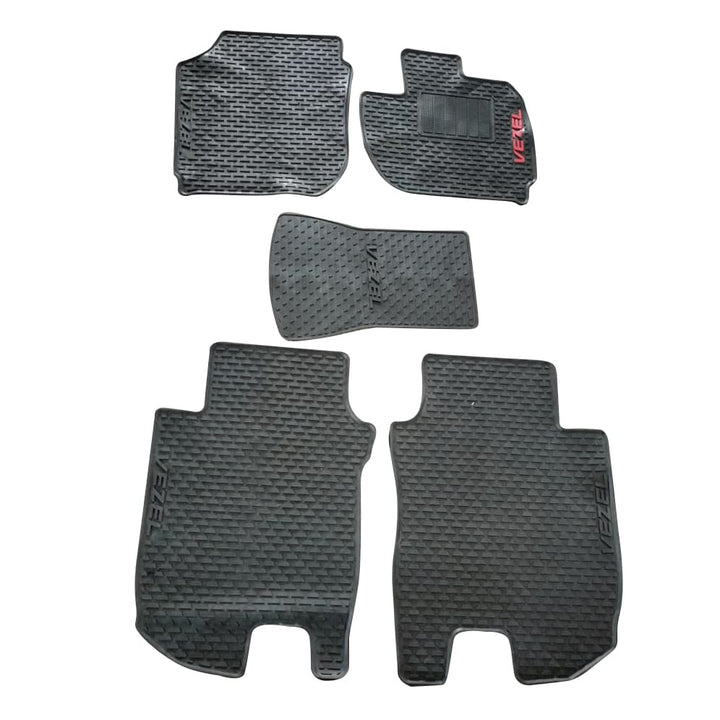 Honda Vezel Custom Fit PVC Rubber Floor Mat Black Mix Design 5 Pcs - Model 2013-2021