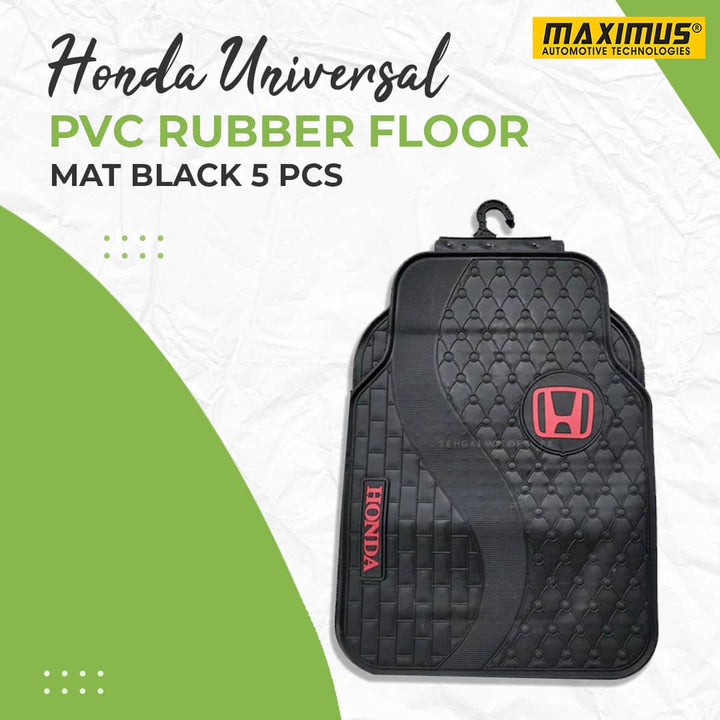 Honda Universal PVC Rubber Floor Mat Black Mix Design 5 Pcs