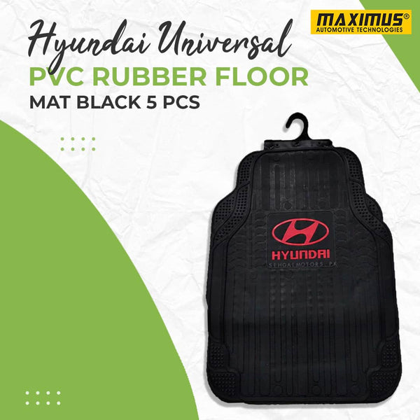 Hyundai Universal PVC Rubber Floor Mat Black Mix Design 5 Pcs