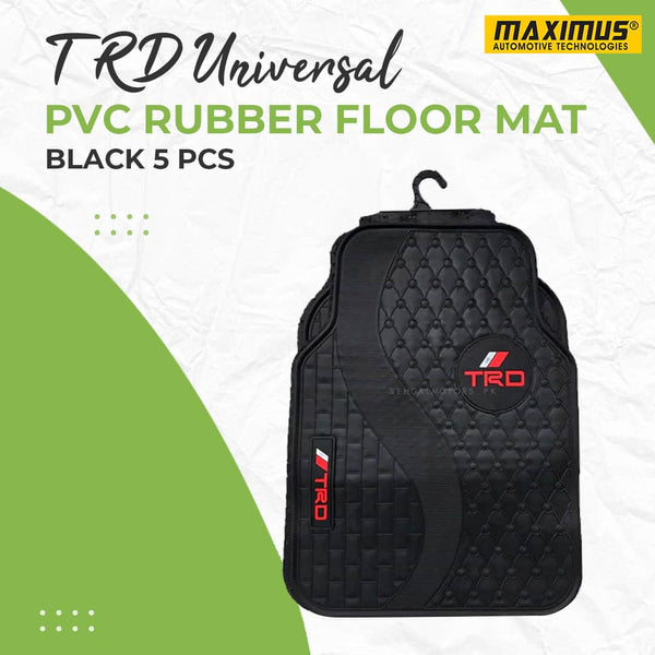 TRD Universal PVC Rubber Floor Mat Black Mix Design 5 Pcs