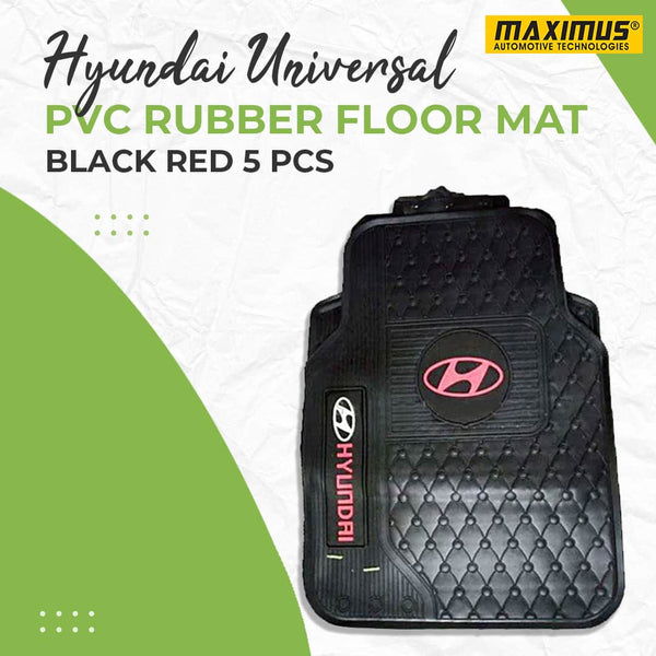 Hyundai Universal PVC Rubber Floor Mat Black Red Mix Design 5 Pcs