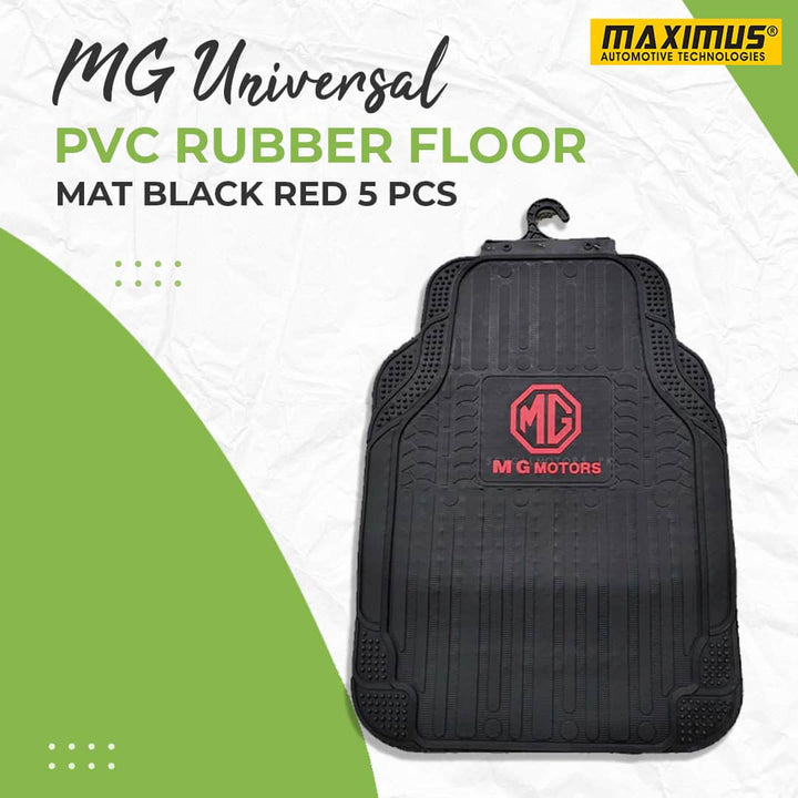 MG Universal PVC Rubber Floor Mat Black Red Mix Design 5 Pcs