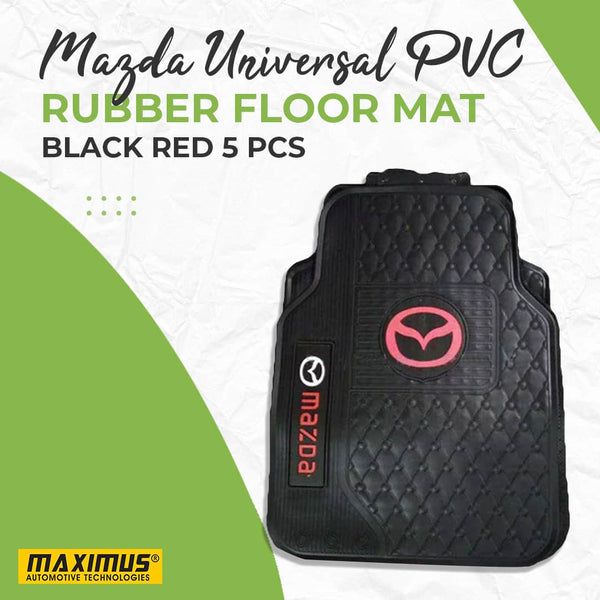 Mazda Universal PVC Rubber Floor Mat Black Red Mix Design Mix Design 5 Pcs