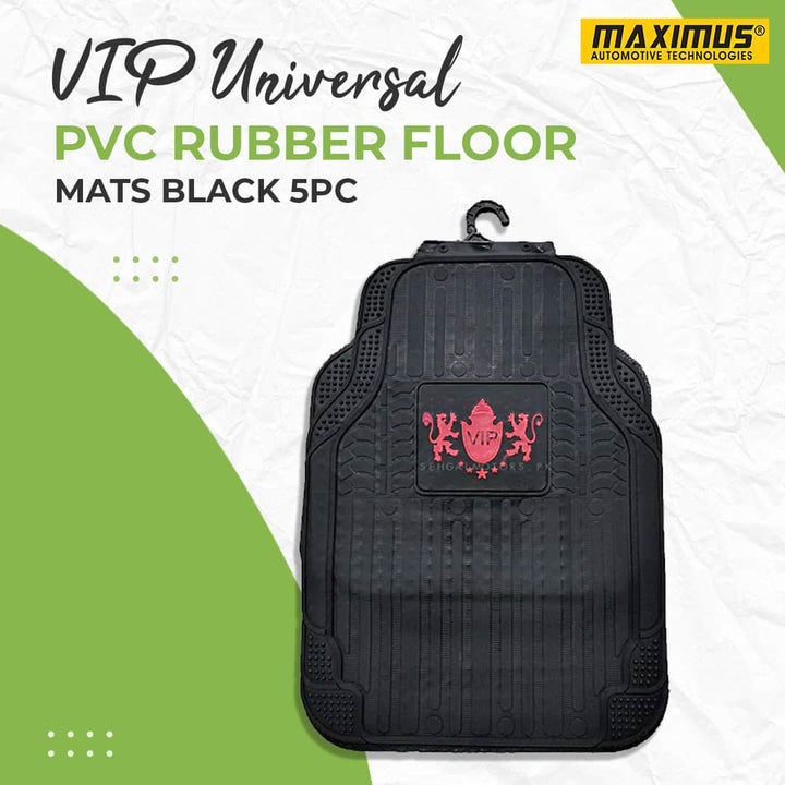 VIP Universal PVC Rubber Floor Mats Black Mix Design 5 Pcs