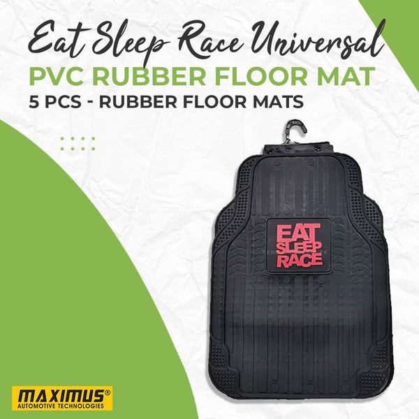 Eat Sleep Race Universal PVC Rubber Floor Mat Mix Design 5 Pcs