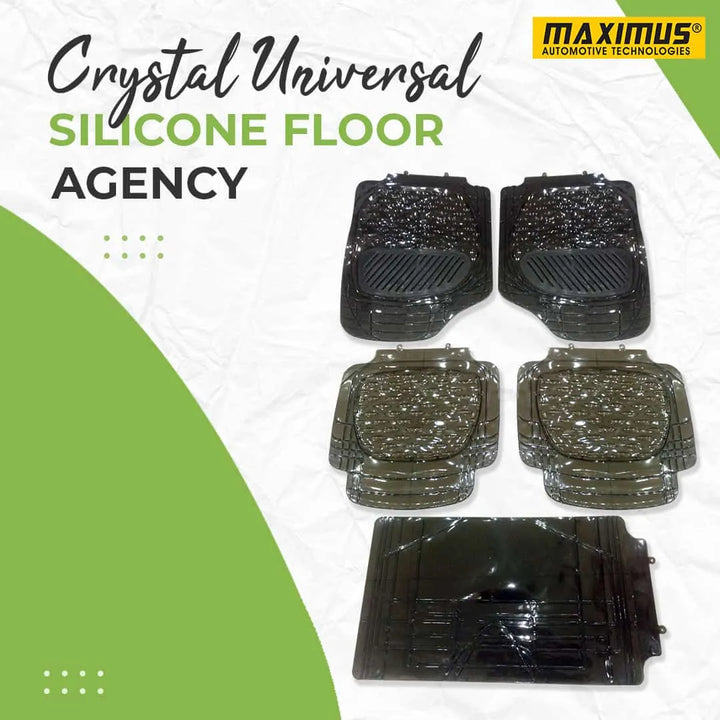 Crystal Universal Silicone Floor Mats Black Taiwan 5 Pcs - Design F