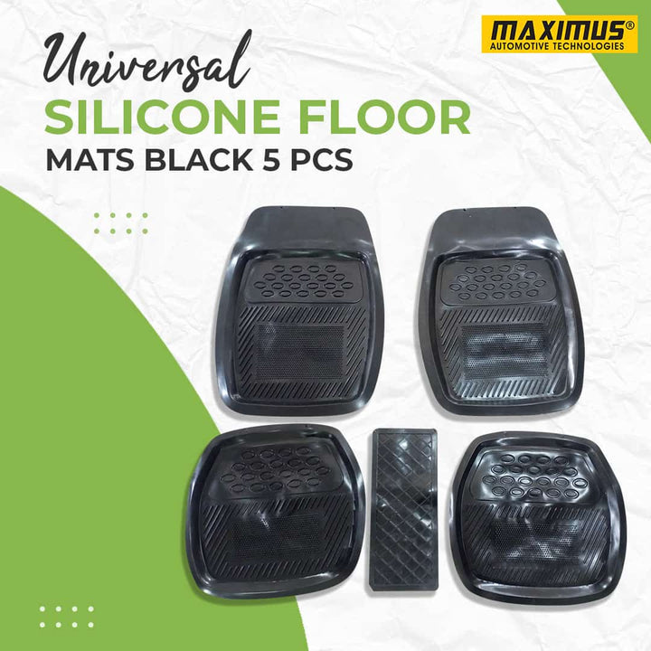 Universal Silicone Floor Mats Black 5 Pcs Mix Design (050) - Design H 