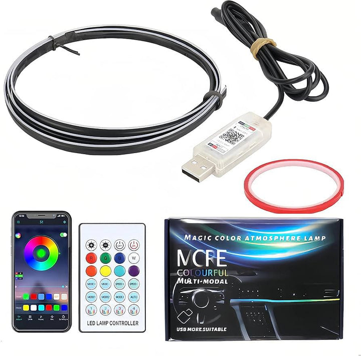 EL Glow Wire For Interior / Dashboard LED Magic Colour Strip 1 Point 43 Inches