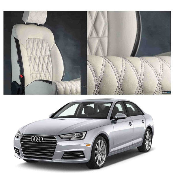 Audi A4 Diamond Cut Beige Black Seat Covers - Model 2021-2024