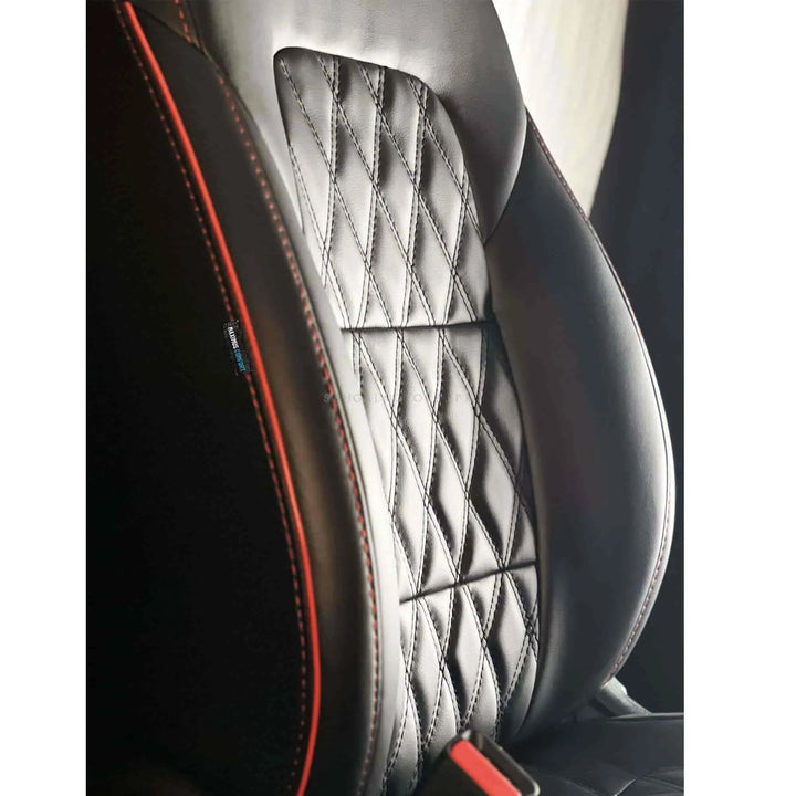 Audi A4 Diamond Cut Black Red Seat Covers - Model 2021-2024