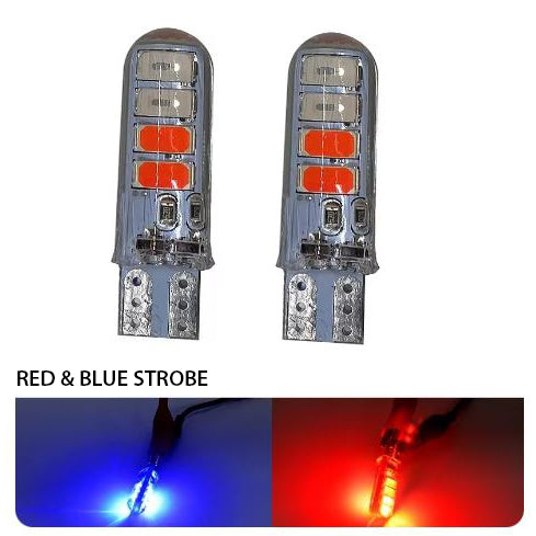 Dual Color Flash Bulb T10 Silicone Lamps Pair