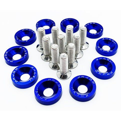 JDM Fancy Bolts With Washers For Motorcycle Bike And Cars 10 pcs Set- Blue