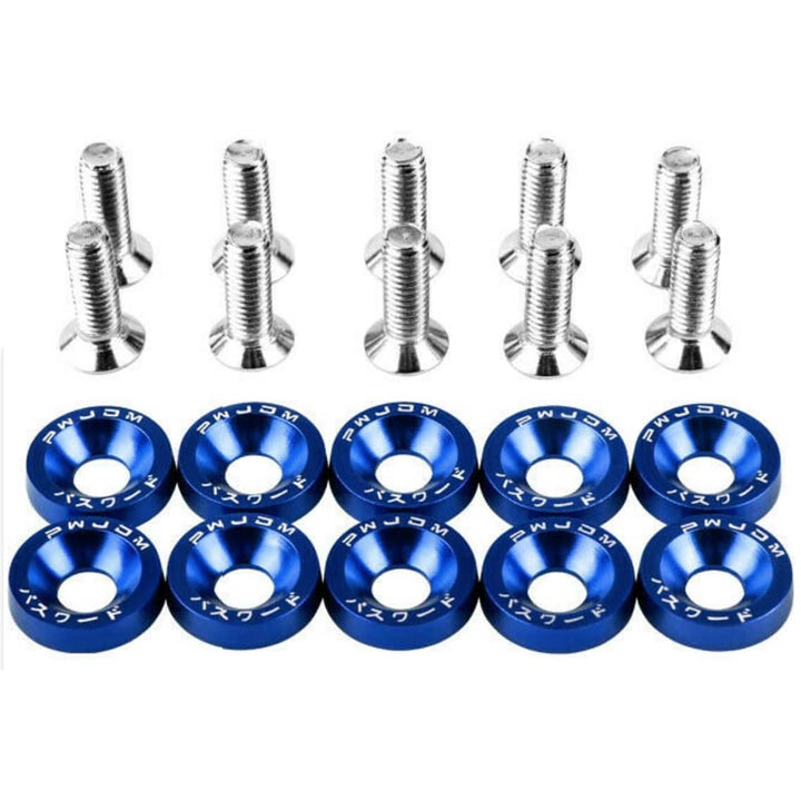 JDM Fancy Bolts With Washers For Motorcycle Bike And Cars 10 pcs Set- Blue