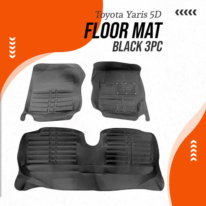 Toyota Yaris 5D Floor Mat Black 3PC - Model 2020-2021