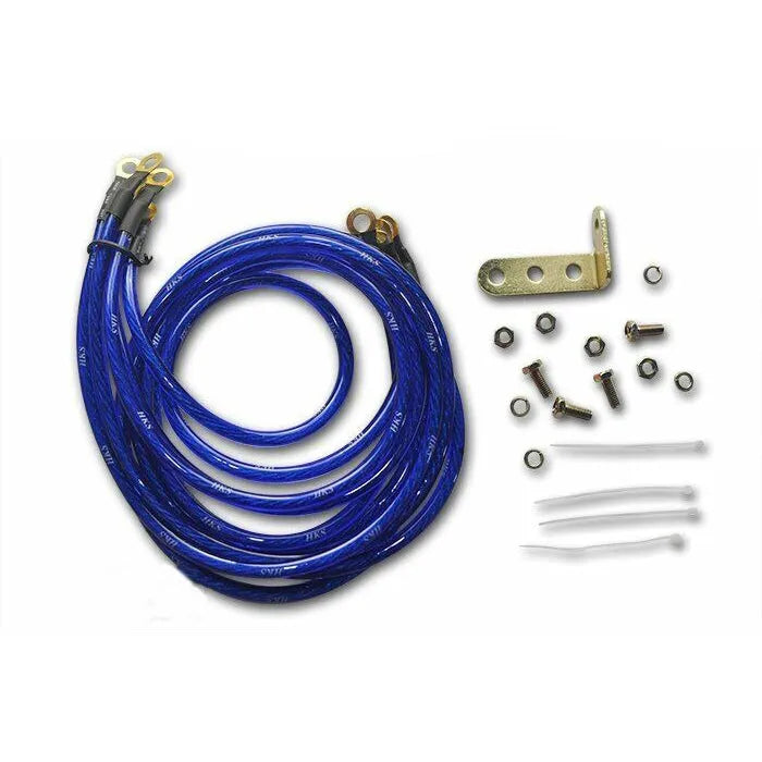 HKS Ground Wiring Kit For Voltage Stabilization and Uniform Current Flow Blue