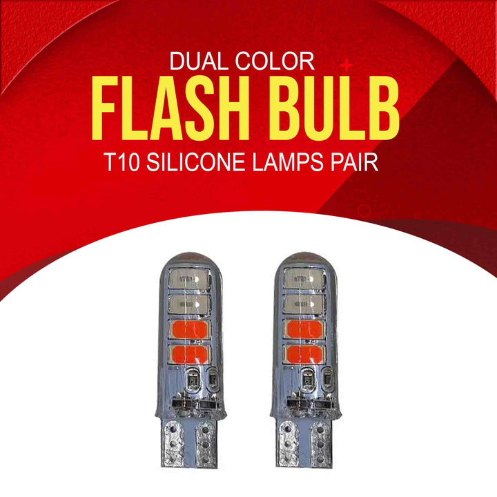 Dual Color Flash Bulb T10 Silicone Lamps Pair