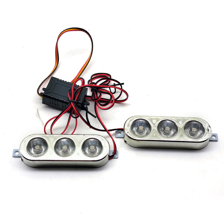 Flash Light 3 LED Oval Shape For Motorcycle Bke With Chrome Red-Blue ZW343