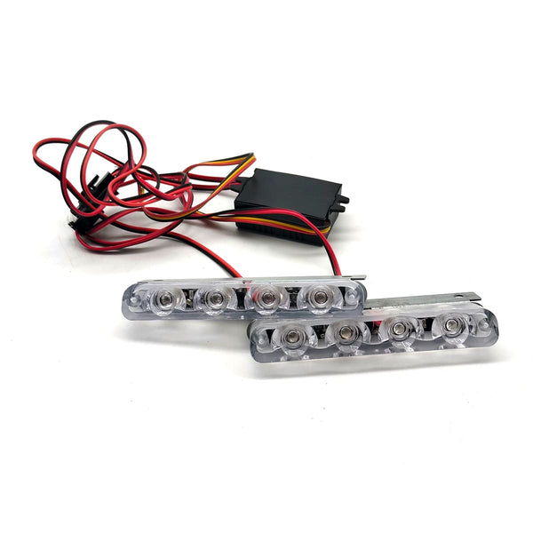 Police Flasher Light 4 LED For Bikes Red Blue Pair ZW328