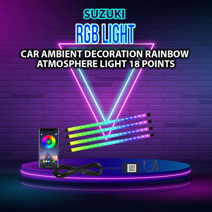 18 in 1 RGB LED Car Interior Ambient Light Magic Colors- Rainbow Color | App Controlled