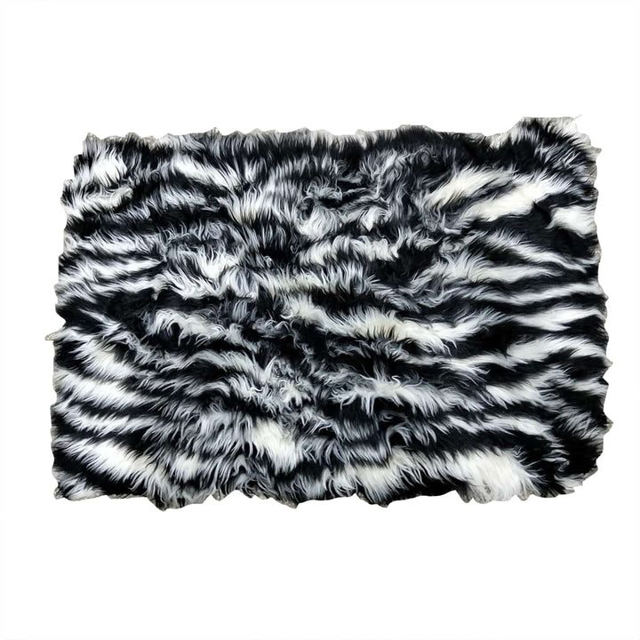 Universal Heavy Fur Style Dashboard Carpet Mat Cut Size - White Black