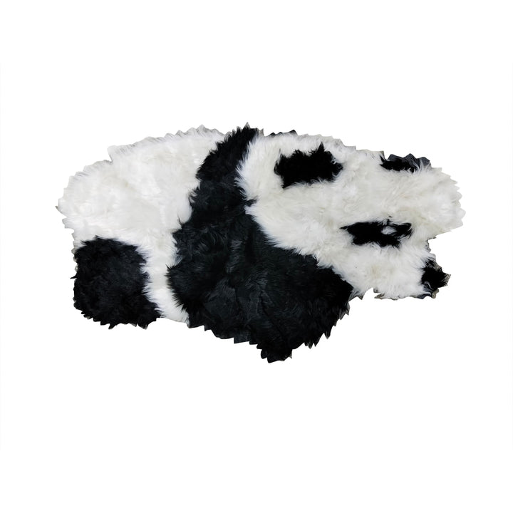 Panda Shape Fur Style Dashboard Carpet Mat Cut Size - White Black