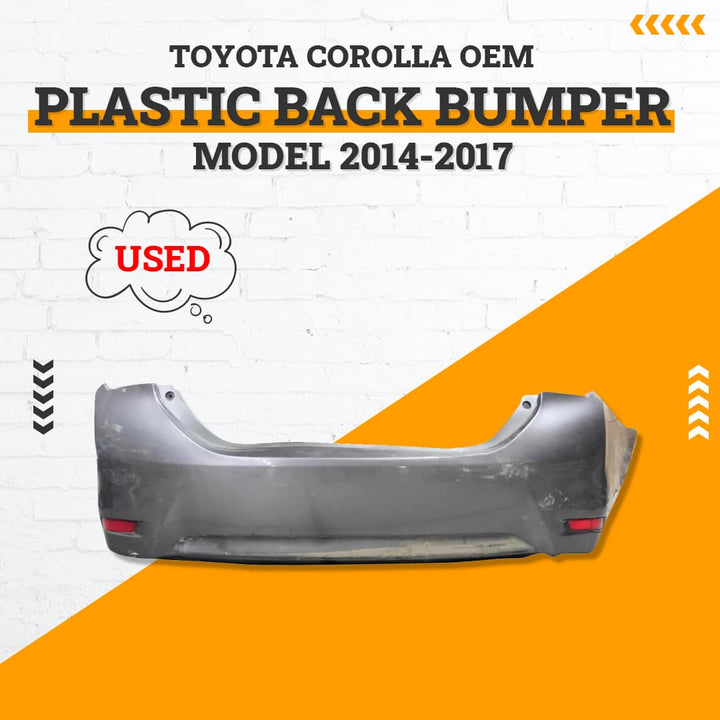 Used Toyota Corolla OEM Plastic Back Bumper - Model 2014-2017