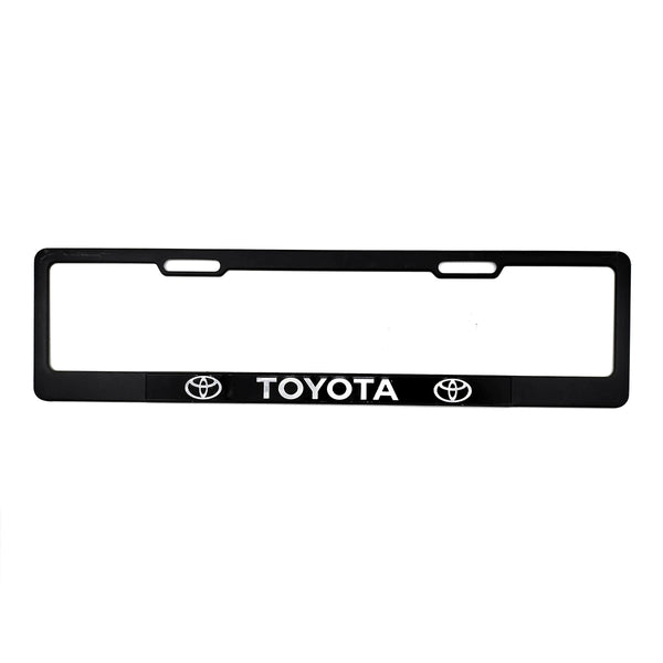 Toyota Logo UK Style Metal License Number Plate Frame For Cars Matte Black - Each