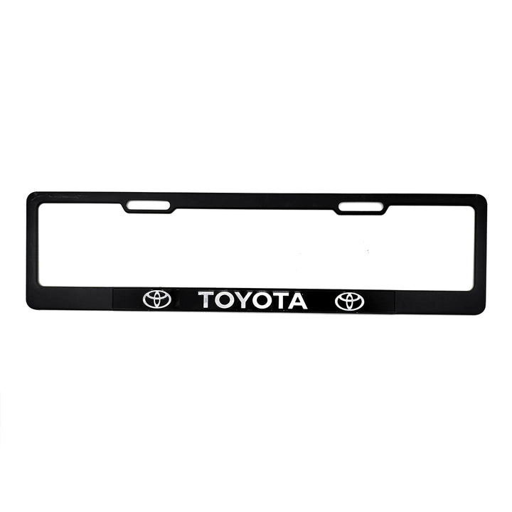 Toyota Logo UK Style Metal License Number Plate Frame For Cars Matte Black - Each