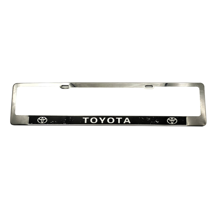 Toyota Logo UK Style Metal License Number Plate Frame For Cars Chrome - Each