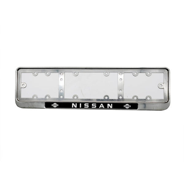 Nissan Logo UK Style Metal License Number Plate Frame For Cars Chrome Each