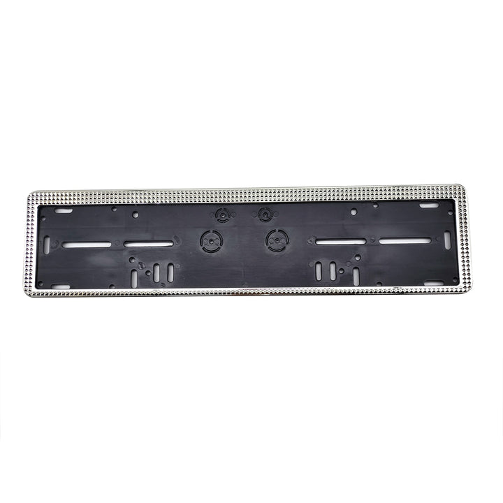 UK Style Diamond Plastic License Number Plate Frame For Cars Chrome Black - Each