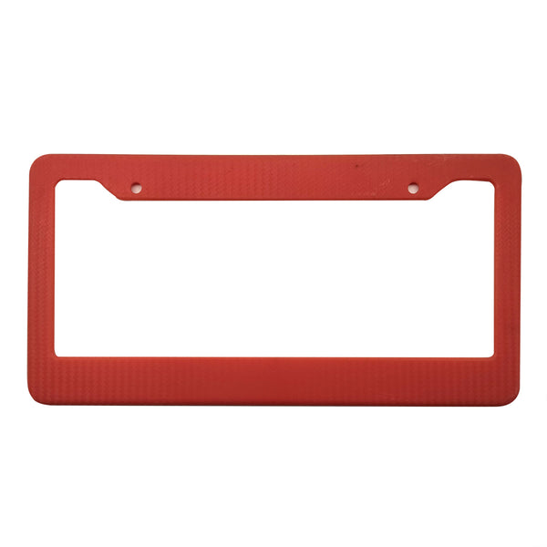 Plastic Carbon Fiber License Number Plate Frame For Cars Red - Each