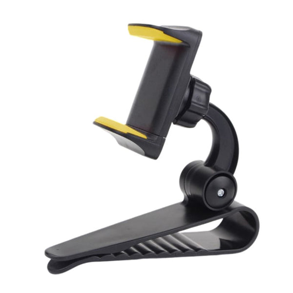 Universal Car Sun Visor Phone Holder 360 Degree Rotation Black Yellow - A00333