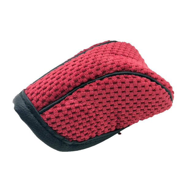 Knit Fabric Manual Gear Shift Knob Cover - Red With Black