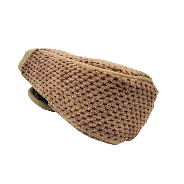 Knit Texture Fabric With Magic Manual Gear Shift Knob Cover - Brown With Beige