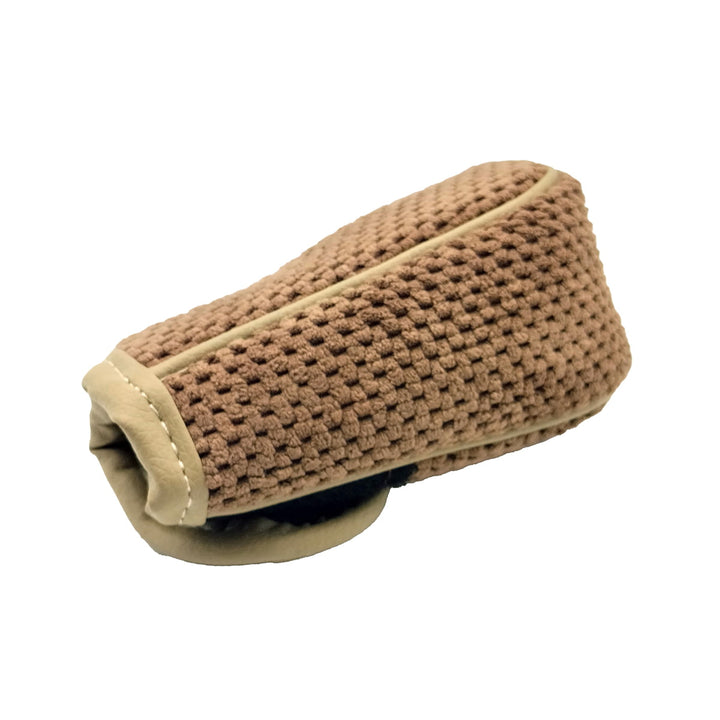 Knit Texture Fabric With Magic Manual Gear Shift Knob Cover - Brown With Beige