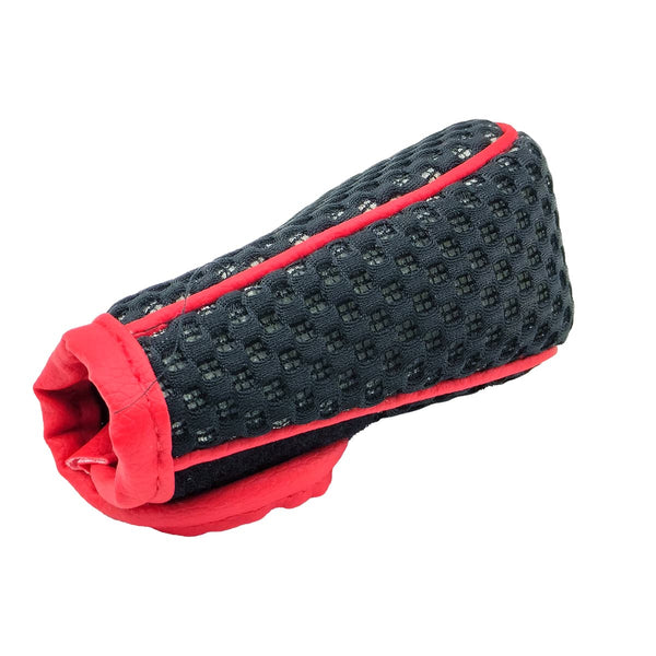 Mesh Fabric With Magic Type R Style Manual Gear Shift Knob Cover - Black With Red