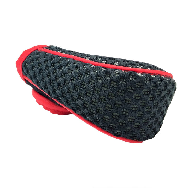 Mesh Fabric With Magic Type R Style Manual Gear Shift Knob Cover - Black With Red