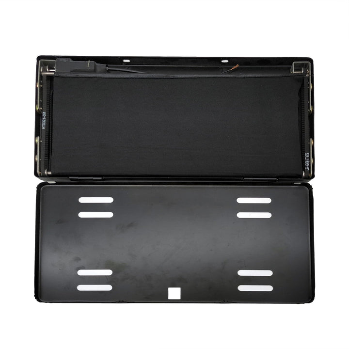 Metal Car Roller Shutter License Plate Frame with Curtain - Black