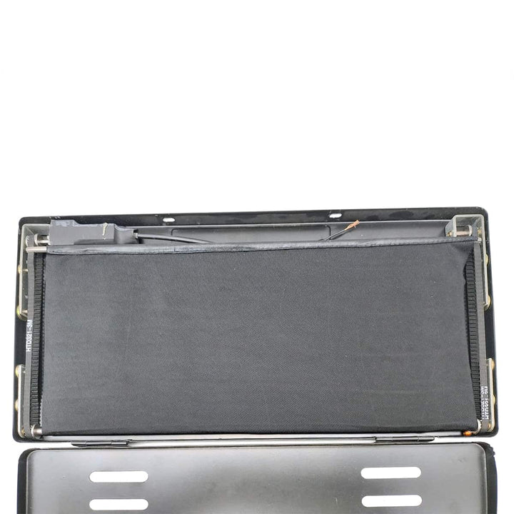 Metal Car Roller Shutter License Plate Frame with Curtain - Black