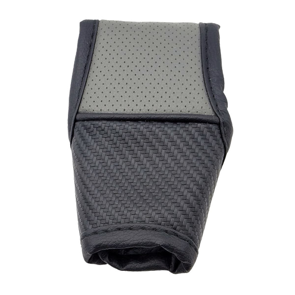 PU Leather With Magic Auto Gear Shift Knob Cover Carbon Fiber - Grey With Black